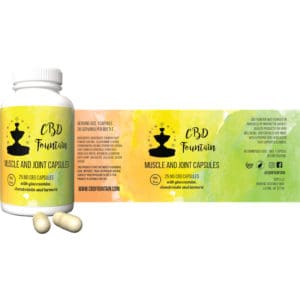 CBD Fountain Muscle And Joint Capsules Bottle And Label