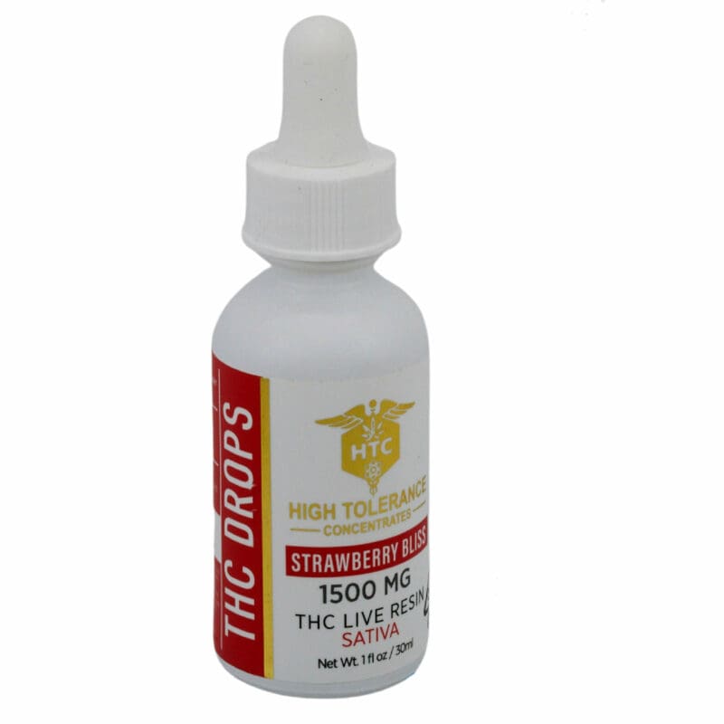 THC DROPS THC LIVE RESIN 1500MG STRAWBERRY BLISS SATIVA TINCTURE scaled