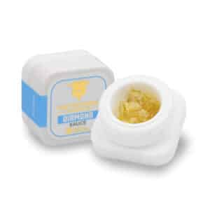 Diamond Sauce Live Resin - Ice Cream Cake by HTC featuring THC-A diamonds in terpene sauce for potent relief, ideal for pain, insomnia, and stress with relaxing effects.